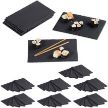 Relaxdays - Assiettes en ardoise lot de 48 Planches en ardoise 30x20 cm Plateau de fromage ardoise