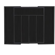 Bac à couverts bambou, extensible, 7 compartiments, ustensiles de cuisine, hlp 5,5 x 31,5 - 48,5 x 37 cm, noir - Relaxdays