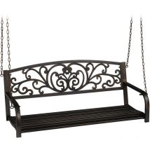 Relaxdays - Banc suspendu, 2 sièges, balançoire de jardin , design vintage, métal,HlP 197x133x58cm, noir - bronze