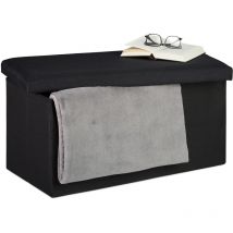 Banquette, espace de rangement, effet lin, rembourré,entrée, chambre à coucher,coffre HlP 38x76,5x38,5cm,noir - Relaxdays