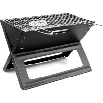 Relaxdays - Barbecue pliable et transportable avec poignée pratique en inox bac à Charbon Acier Noir grill été jardin parc