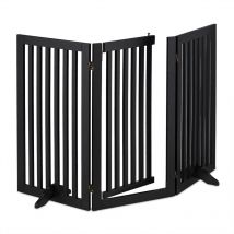 Relaxdays - Barrera Seguridad Niños, Valla Protectora con Puerta, para Escaleras, 92x154cm, Plegable, sin Taladrar, Negro
