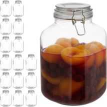 Bocal en verre, lot de 16, 3 litres, Conserves, Grand Pot, Hermétique, Fermeture étanche avec étrier, xxl, transparent