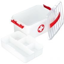 Boîte de premiers secours, Boîte de pansements, vide, pour urgences, plastique, hlp : 14,5 x 30 x 21 cm, blanc - Relaxdays