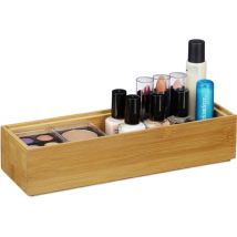 4x Boîtes De Rangement En Bambou, Empilable, Apparence Naturelle, Caisse De Cuisine, Hxlxp : Env. 6,5x15x15 Cm, Nature