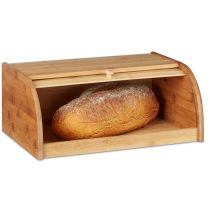 Relaxdays - Boîte à pain en bambou, HxLxP : 16,5 x 40 x 27,5 cm, couvercle coulissant pour pain frais, panetière, nature