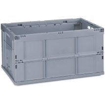 Relaxdays - Boîte pliable, lot de 10, couvercle caisse de rangement plastique coffre transport 60 litres 31,5 x 58,5 x 40 cm, gris