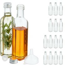 Bottles, for Filling, Set of 16, Empty Glass Bottles, for Liqueur & Oil, Juice Bottles, 250 ml, Transparent - Relaxdays