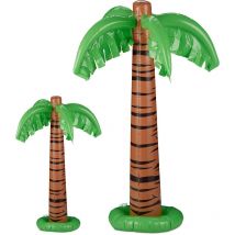 Bouée gonflable palmier, lot de 2, Palmier gonflable XXL piscine et plage, Palmier tropical géant à gonfler, vert-brun
