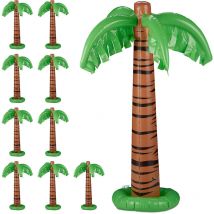 Bouée gonflable palmier, lot de 10, Palmier gonflable xxl piscine et plage, Palmier tropical géant à gonfler, vert-brun