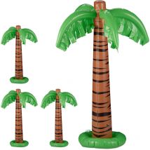 Bouée gonflable palmier, lot de 4, Palmier gonflable xxl piscine et plage, Palmier tropical géant à gonfler, vert-brun