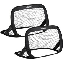 Relaxdays - But de foot, lot de 2, cage football pliable pour jardin, filet enfant avec sac, hlp: 77 x 122 x 83 cm, noir