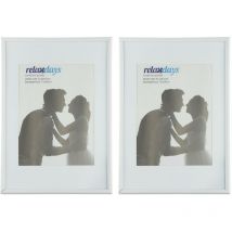 Relaxdays - Cadres photo, lot de 2, format din A4, passe-partout 15x20 cm, picture frame à poser ou suspendre, blanc