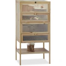 Relaxdays - Cage de hamster xxl en bois, 3 étages, volets, fenêtre de visualisation, petits rongeurs, 120x60x40 cm, nature