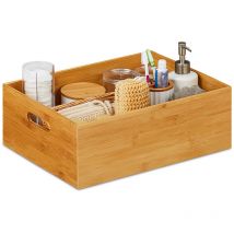 Caisse de rangement bambou, solide, boîte pratique sans couvercle, 14x40x30 cm, salle de bain, cuisine, nature - Relaxdays