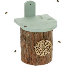 Relaxdays - Hôtel à insectes, nichoir à abeilles sauvages, 26,5 x 17 x 19 cm, jardins, balcons, couleurs nature et verte