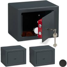 Relaxdays - 3x Cassaforte Mobile con Chiave, Serratura Doppia, a Parete o a Pavimento, Mini Safe,HLP 17x23x17, Grigio Scuro
