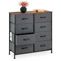 Relaxdays - Chest of Drawers, Industrial Design, 81.5 x 80 x 30 cm, 8 Sections, Fabric & Metal, Wooden Look, Grey/Brown
