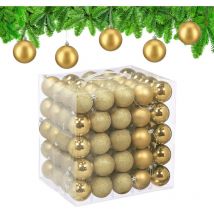 Relaxdays - Christmas Baubles, Set of 100, Tree Ornaments, Holiday Decorations, Plastic, Shatterproof, 6 cm, Gold