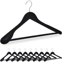 Relaxdays - cintre velours, en lot de 10, épaules larges, avec traverse pour pantalon, crochet 360 degrés, noir