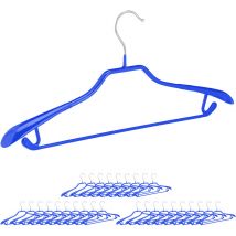 Relaxdays - 30 x Cintres antidérapants, pour costumes, support d'épaules large, traverse pantalon, crochets, bleu