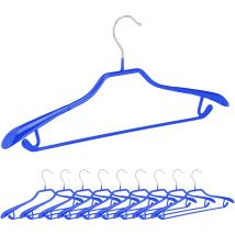 Relaxdays - Cintres antidérapants, pour costumes, lot de 10, support d'épaules large, traverse pantalon, crochets, bleu