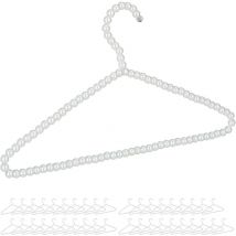 Relaxdays - Cintres avec perles, jeu de 40, t shirts, blouses, traverses pour pantalons et jupes, 40 cm, plastique, bancs
