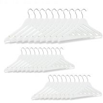 Relaxdays - Cintres en bois manteaux pantalons robes vêtements 90 pièces crochet rotatif 360°, blanc
