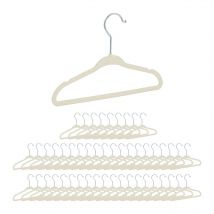 Cintres enfants, set 50 velours, Cintres bébé décoratif chemises antidérapant crochet rotatif, beige - Relaxdays
