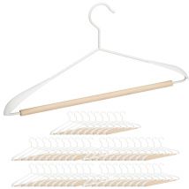 Relaxdays - Cintres, lot de 50, pour t-shirts, costumes, vestes, avec traverse pantalon, en bois et métal, 43 cm de large, blanc