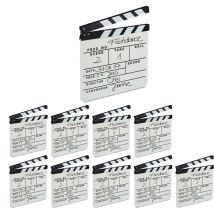 Relaxdays - Clap de cinéma, lot 10, Hollywood, film, clapet, scène, inscription, déco, h x l x p: 26 x 30 x 30 cm, blanc