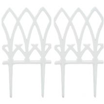 Clôture de parterre, en lot de 2, grille jardin, fonte, dimensions HxL : 33,5 x 17,5 cm chacune, blanche - Relaxdays