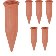 Cône d'arrosage, terre cuite, lot de 6, pour bouteilles pet d'1,5 l, jardinières et plantes en pot, terracotta - Relaxdays