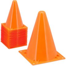 Relaxdays - Cône de signalisation en lot de 20, plots, pour enfant, 18 cm, entraînement, football, sport canin, orange