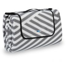 Couverture pique-nique picnic plaid imperméable 200x200 cm poignée isolation tapis, gris-blanc - Relaxdays