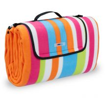 Relaxdays Couverture pique-nique picnic plaid imperméable 200x200 cm poignée isolation tapis, rayures