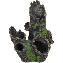 Déco d'aquarium, tronc d'arbre, apparence naturelle, cachette, accessoire terrarium, 16,5 x 15,5 x 11 cm, noir - Relaxdays