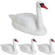 Déco de jardin cygne, lot de 4, flottant, à attacher, plastique, résistant aux intempéries, figurine d'étang, blanc