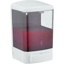 Relaxdays - Distributeur de savon mural, 1000 ml, rechargeable, Poussoir pour salle de bain & cuisine, blanc-noir