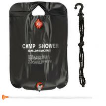 Relaxdays - Douche solaire 20 litres, camping, randonnée, à suspendre, pliable, avec douchette, extérieur, mobile, noir
