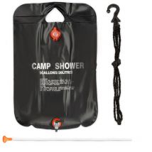 Relaxdays - Douche solaire 20 litres, lot de 2, camping, randonnée, à suspendre, pliable, avec douchette, extérieur, mobile, noir