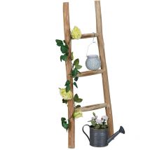 Relaxdays - Echelle décorative en bois, 90 cm, jardin, 3 barres, châtaignier, artisanal, pour habits et serviettes, nature