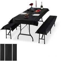 Ensemble pour tente Coussins, 6 pièces,nappe pour la table 250x100cm, 4 housses bancs, lavable, noir - Relaxdays