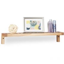 Relaxdays - Estante de pared, Flotante, Mueble de madera, Baño & Cocina, Multiusos, 10 x 60 x 12,5 cm, 1 Ud., Marrón
