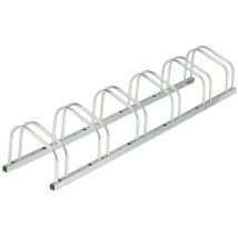 Relaxdays Fahrradständer Boden, Für 6 Fahrräder, Bis 50 Mm Reifenbreite, Metall, Garage, Fahrrad-aufstellständer, Silber