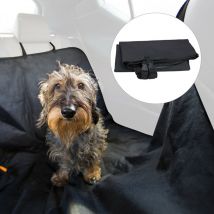 Relaxdays - Funda Coche Perro, Cubre Asientos, Protector con 4 Correas Reposacabezas, PVC-Tela, 1 Ud., 136 x 142 cm, Negro