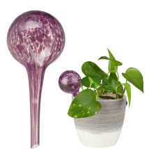 Globes d'arrosage lot de 2, Distributeur eau plantes et fleurs, outil de bureau, ø 6 cm, noir, mauve - Relaxdays