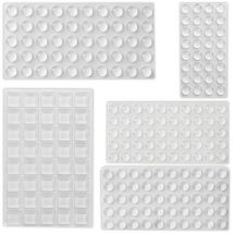 Gummipuffer, 222er Set, selbstklebend, Anschlagpuffer in 5 Größen, Gumminoppen für Glasplatten, transparent - Relaxdays