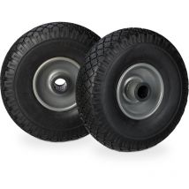 Hand Truck Spare Tyre Set, Flatproof, 3.00-4 Solid Rubber Wheel, 25mm Axle, 100 kg, 260 x 85 mm, Black-Grey - Relaxdays