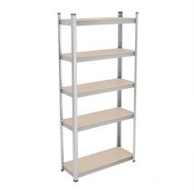 Relaxdays - Heavy Duty Shelving Unit, 5 Shelves, 168 x 80 x 30 cm, Max. 250 kg, Garage Storage, Galvanised Steel, Silver
